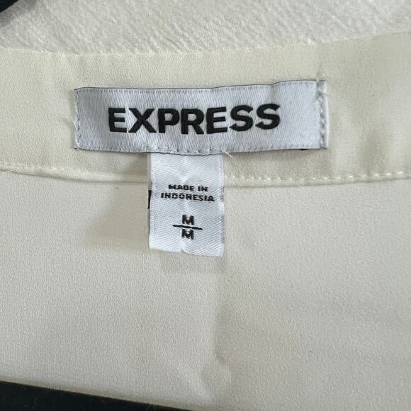 Express Women's Cream V Neck Long Sleeve Lace Arms Pullover‎ Blouse Size Medium - Picture 5 of 9
